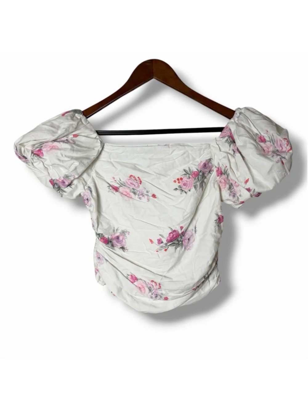 LoveShackFancy Dalima Top 2 Spanish Lavender Puff Sleeve Square Neck Zip Ruffles